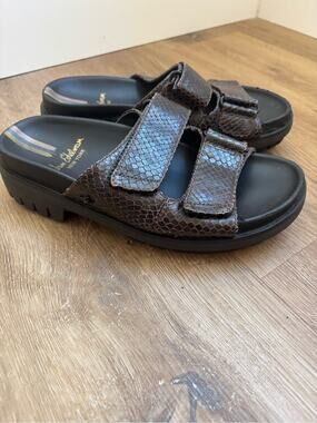 Sam Edelman Eliana Sandal Brawn Snake Skin Embossed Chunky Sandal Platform 6